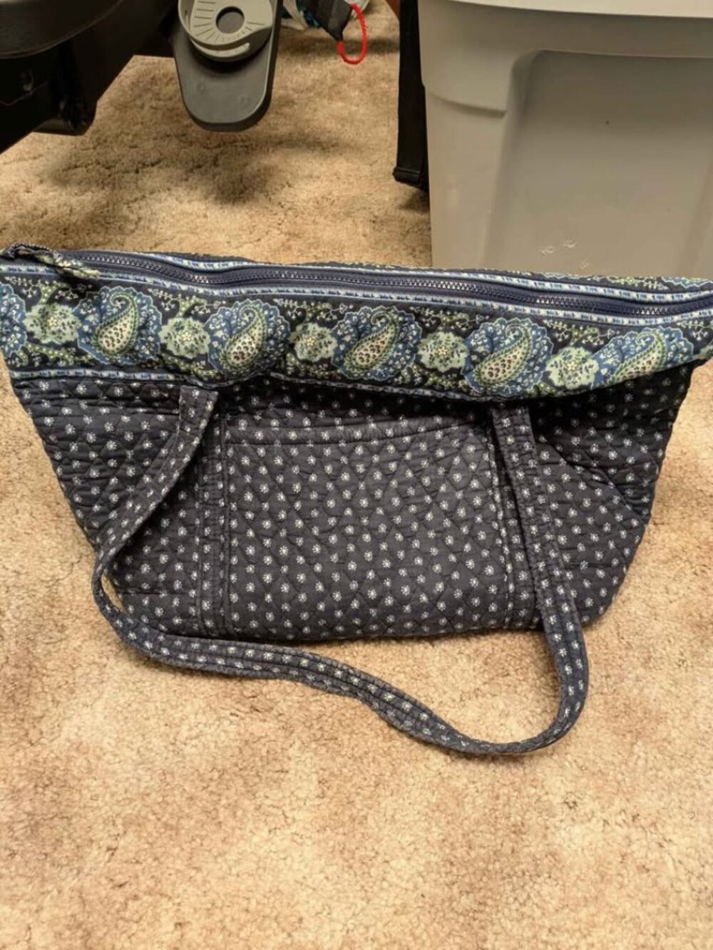 Retired 2002 Vera Bradley Quilted Paisley Seaport Navy Blue Tote Bag